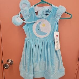 NWT Girls Size XS Bedtime Bear Care Bear Halloween Costume Dress With Ears